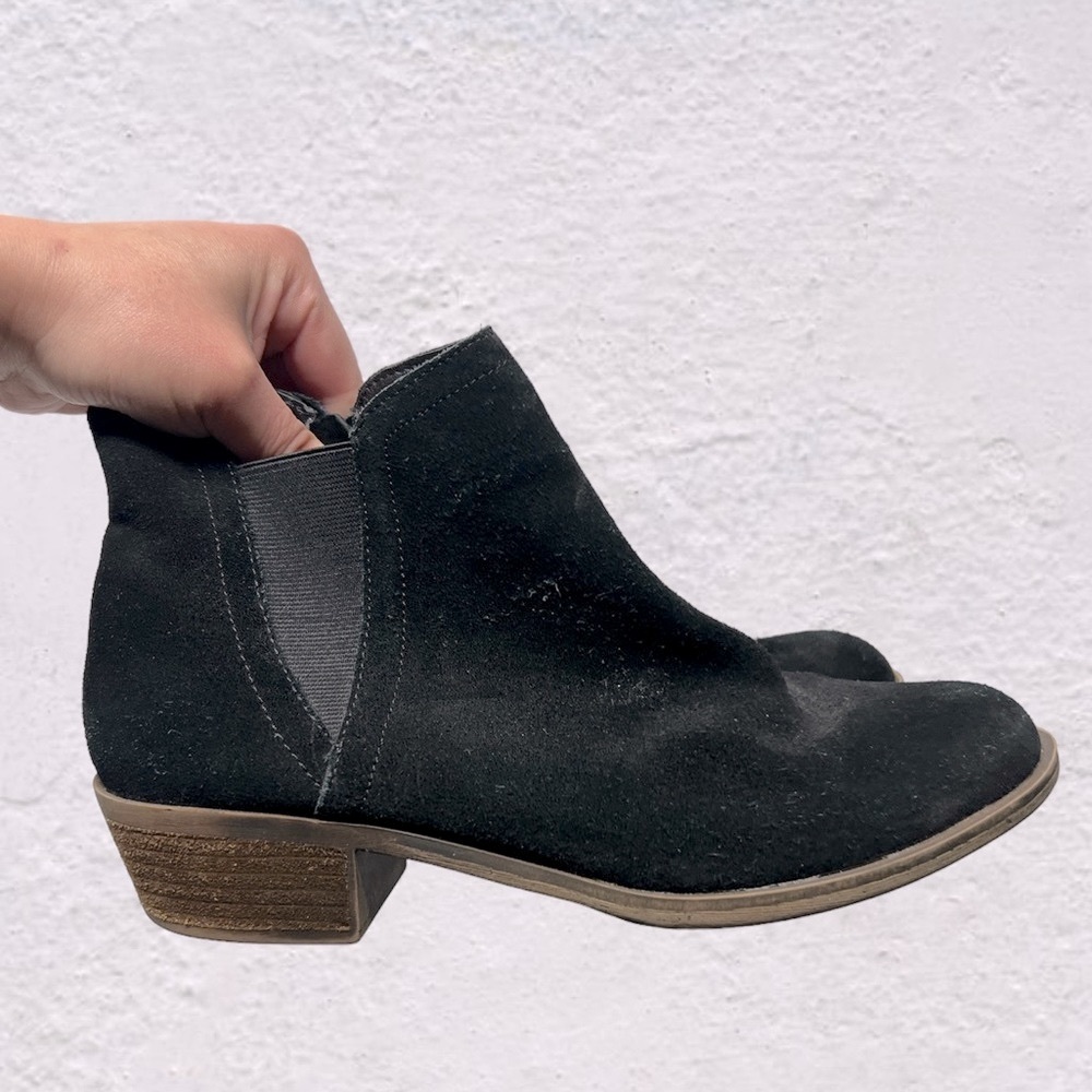 KENSIE Garry Black Leather Suede Ankle Zip-Up Booties Women's 8.5 - Picture 2 of 7